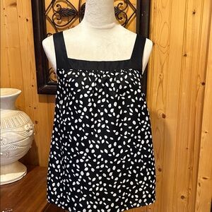 LOFT Black Top with White Dots